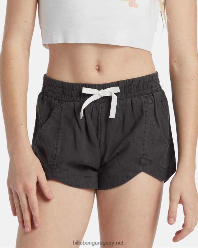 pantalones cortos con cintura elástica locos por ti chicas apagado negro DR68442599 Billabong