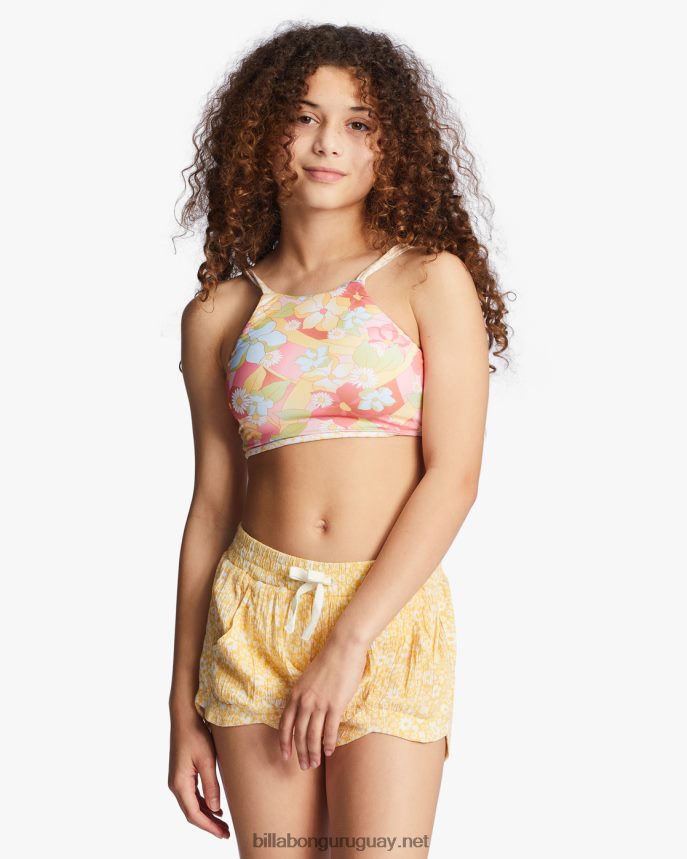 pantalones cortos con cintura elástica locos por ti chicas durazno dorado DR68442719 Billabong