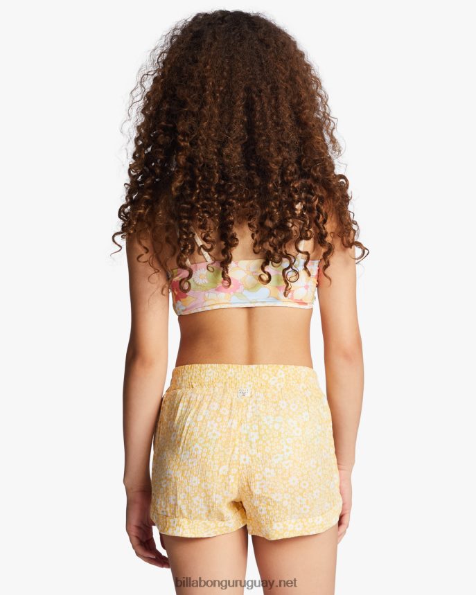 pantalones cortos con cintura elástica locos por ti chicas durazno dorado DR68442719 Billabong