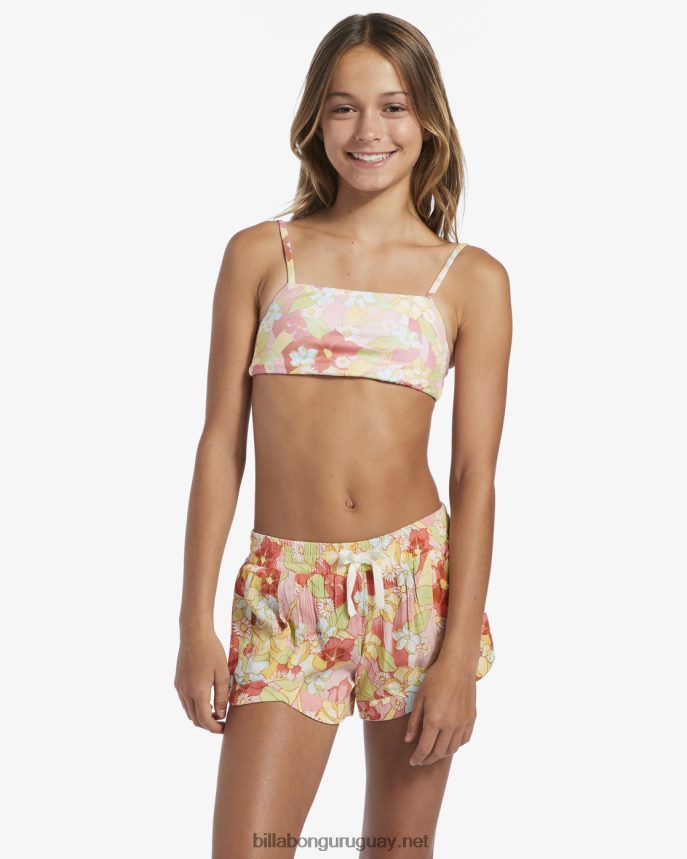 pantalones cortos con cintura elástica locos por ti chicas guiño rosa DR68442765 Billabong