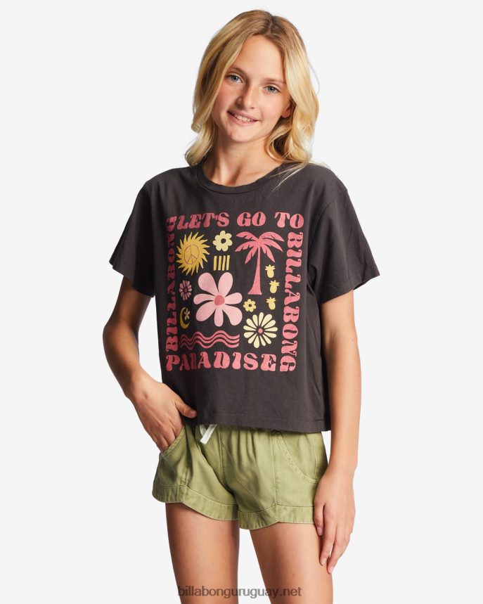 4-16 let go to paradise camiseta cuadrada chicas apagado negro DR68442681 Billabong