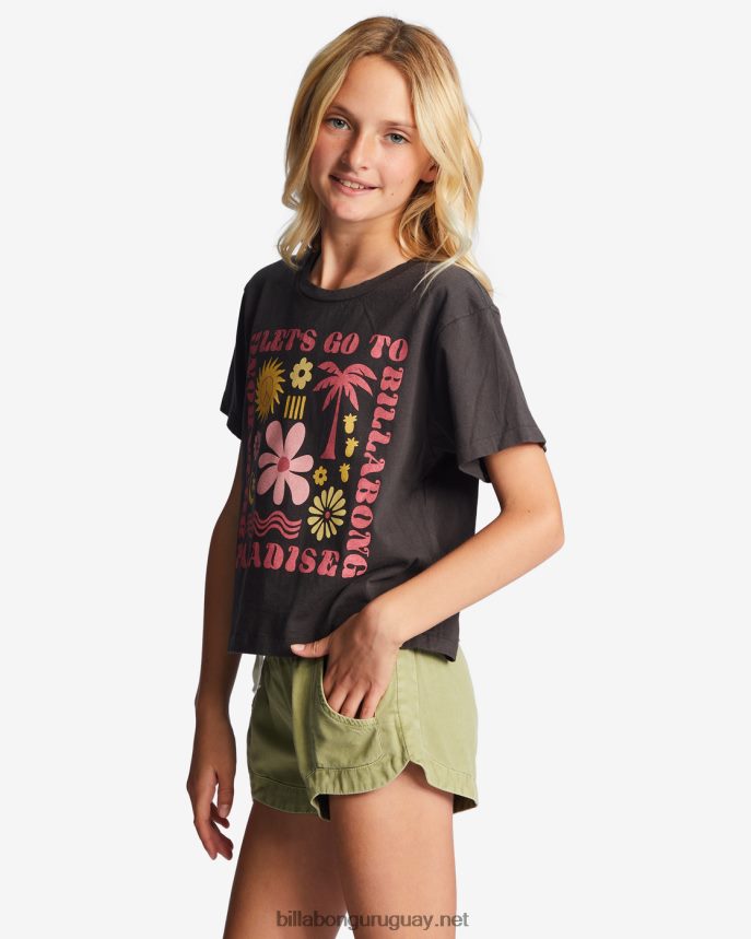 4-16 let go to paradise camiseta cuadrada chicas apagado negro DR68442681 Billabong