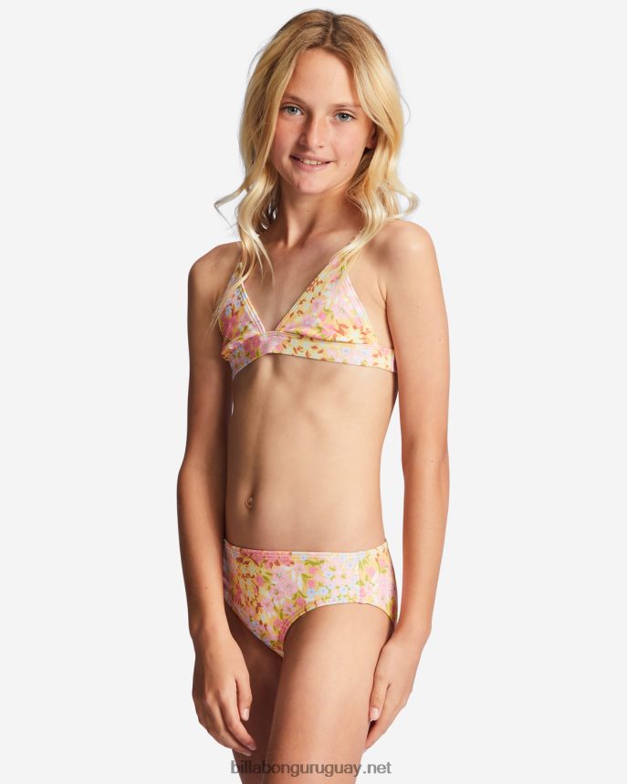 4-16 conjunto de bikini de dos piezas de triángulo de ensueño de primavera chicas durazno dorado DR68442729 Billabong