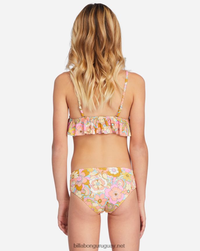 ¿No es ella un hermoso conjunto de bikini triangular con volantes chicas multi DR68442722 Billabong