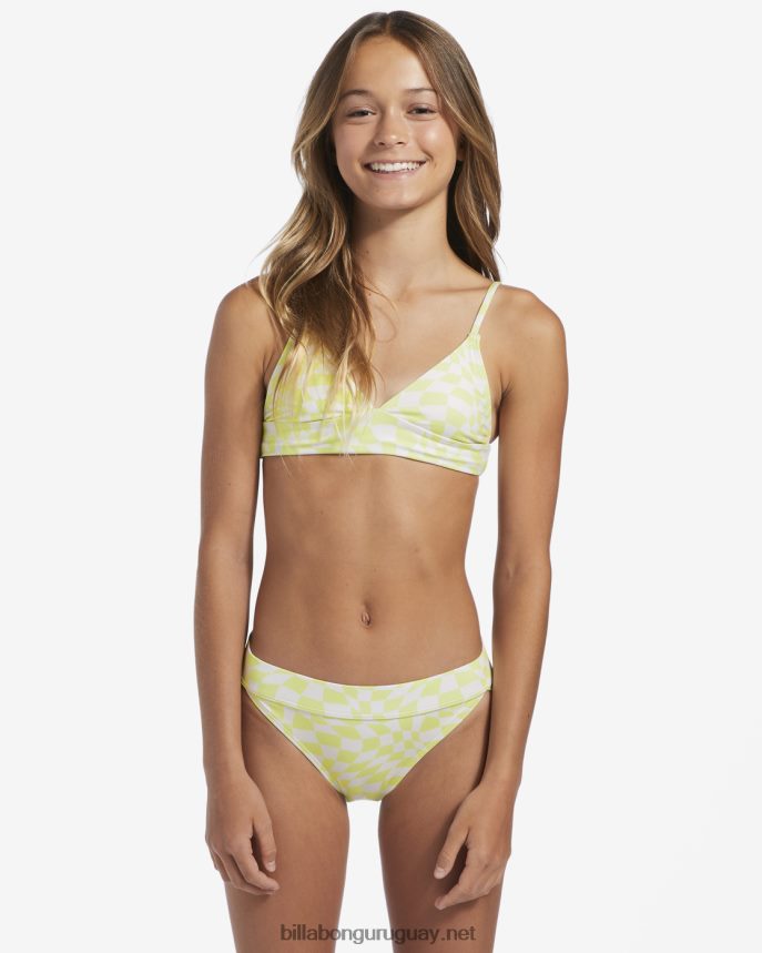bikini de dos piezas de triángulo con franjas a cuadros de daydream chicas lima claro DR68442608 Billabong