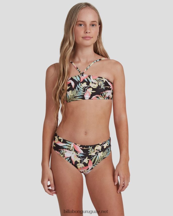 conjunto de bikini bandeau con palmeras de amor chicas negro DR68442794 Billabong