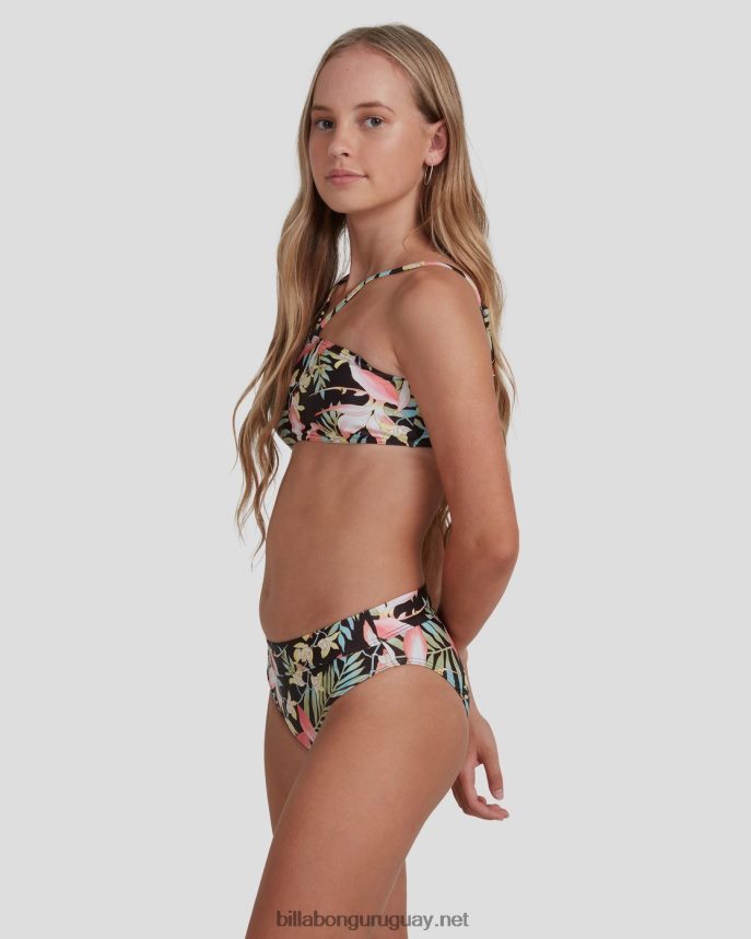 conjunto de bikini bandeau con palmeras de amor chicas negro DR68442794 Billabong