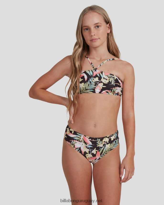 conjunto de bikini bandeau con palmeras de amor chicas negro DR68442794 Billabong