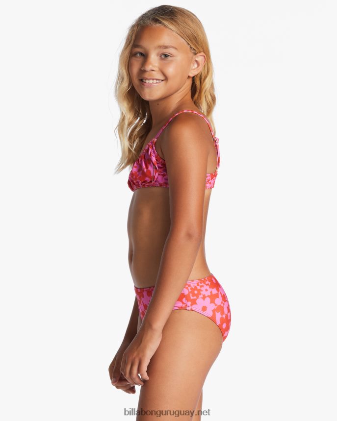 conjunto de bikini sin mangas de dos piezas fruncido con carta de amor chicas aloha rojo DR68442638 Billabong
