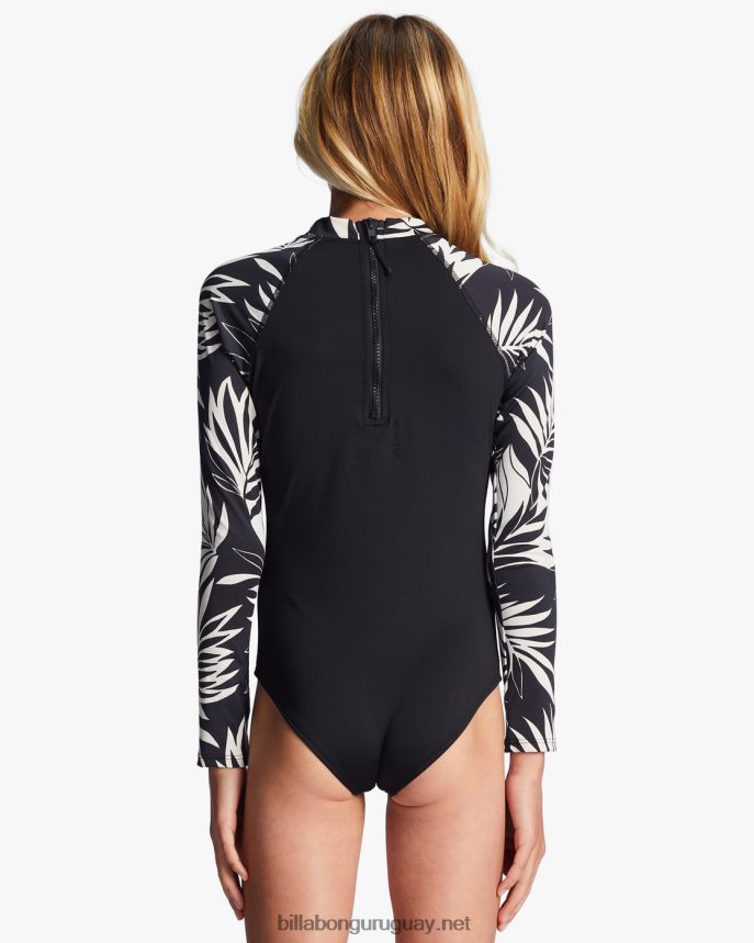 Traje de baño de una pieza de manga larga 4-16 core upf 50 chicas guijarro negro DR68442757 Billabong