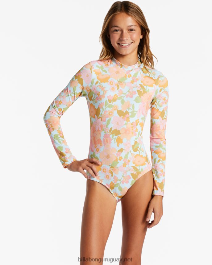 rashguard de una pieza de manga larga soplado lejos chicas multi DR68442666 Billabong