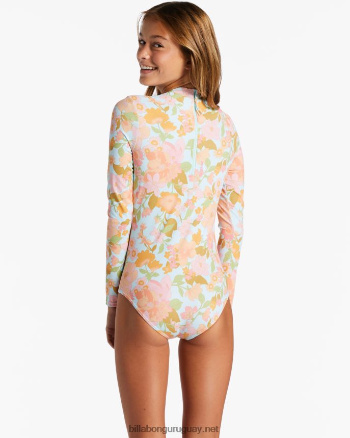 rashguard de una pieza de manga larga soplado lejos chicas multi DR68442666 Billabong