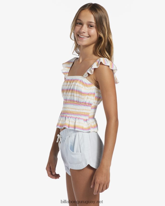 4-16 springtime dreams top de tiras con fruncido chicas rosa feliz DR68442697 Billabong