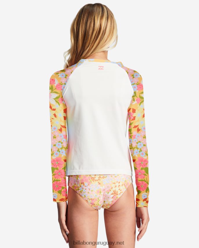 4-16 conjunto de baño de dos piezas con guardapolvo de manga larga de ensueño de primavera chicas durazno dorado DR68442714 Billabong
