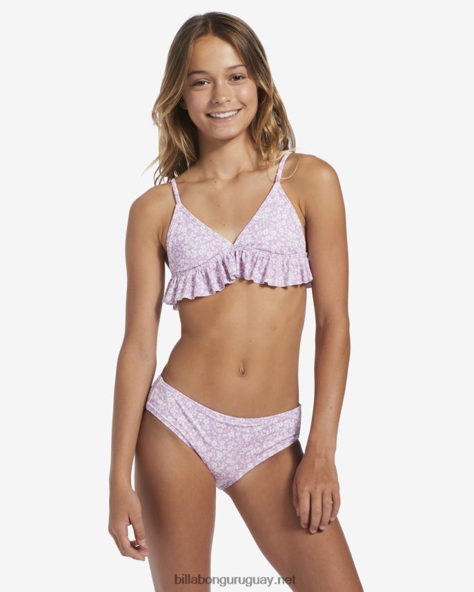 4-16 conjunto de baño de dos piezas con triángulo de flores chicas sueño lila DR68442682 Billabong