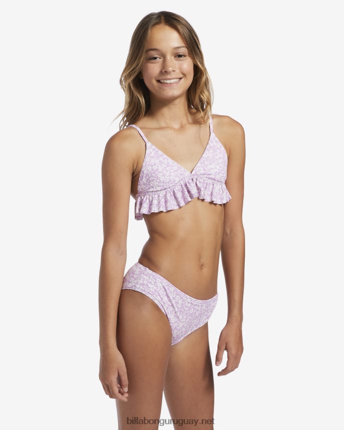4-16 conjunto de baño de dos piezas con triángulo de flores chicas sueño lila DR68442682 Billabong
