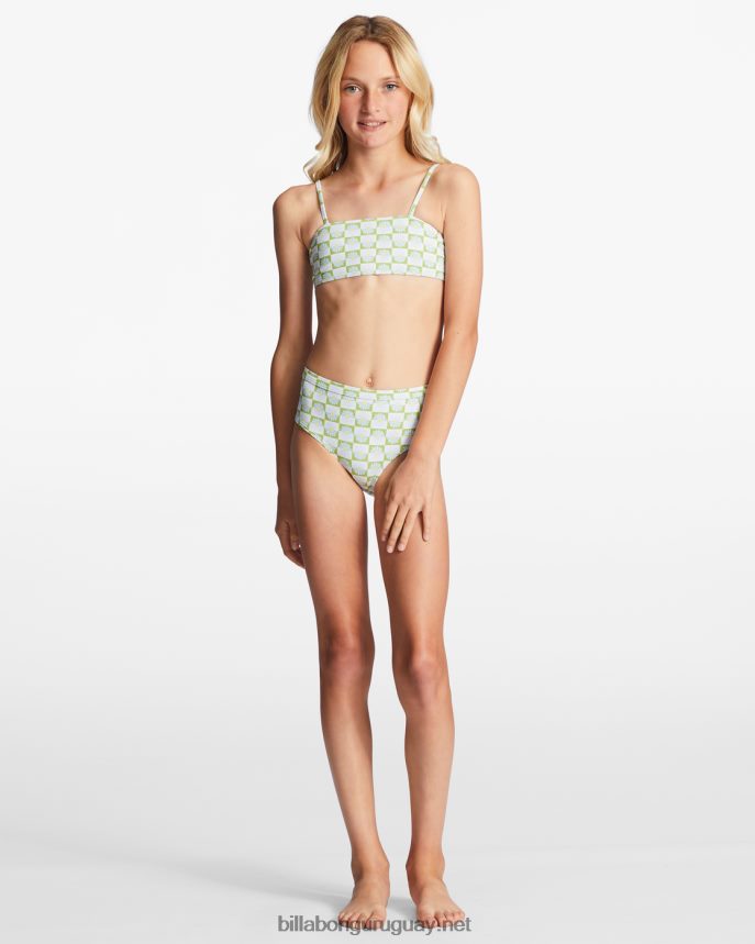 4-16 conjunto de baño de dos piezas sin mangas con tiras para todo el día daze chicas prado de musgo DR68442731 Billabong