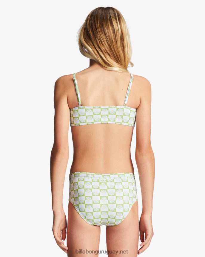 4-16 conjunto de baño de dos piezas sin mangas con tiras para todo el día daze chicas prado de musgo DR68442731 Billabong