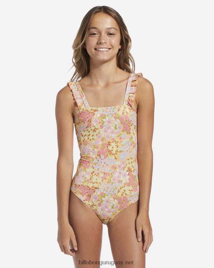 4-16 traje de baño de una pieza de ensueño de primavera chicas durazno dorado DR68442798 Billabong