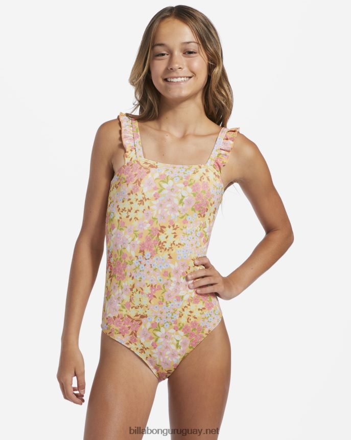 4-16 traje de baño de una pieza de ensueño de primavera chicas durazno dorado DR68442798 Billabong