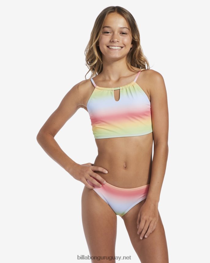 Conjunto de baño de dos piezas con cuello alto y arcoíris de 4-16 rad chicas multi DR68442715 Billabong