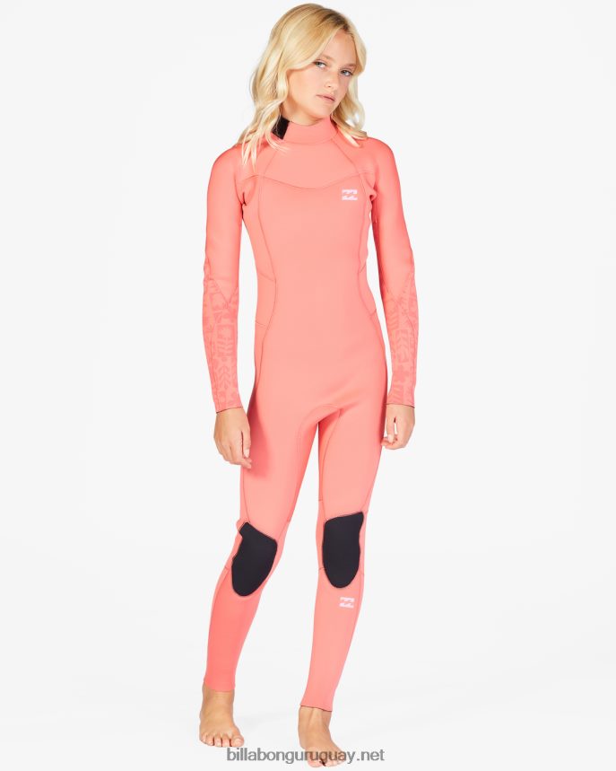 Traje de neopreno completo con cremallera trasera 3/2 Synergy chicas coral de la vendimia DR68442710 Billabong