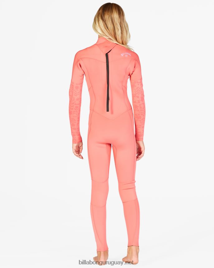 Traje de neopreno completo con cremallera trasera 3/2 Synergy chicas coral de la vendimia DR68442710 Billabong