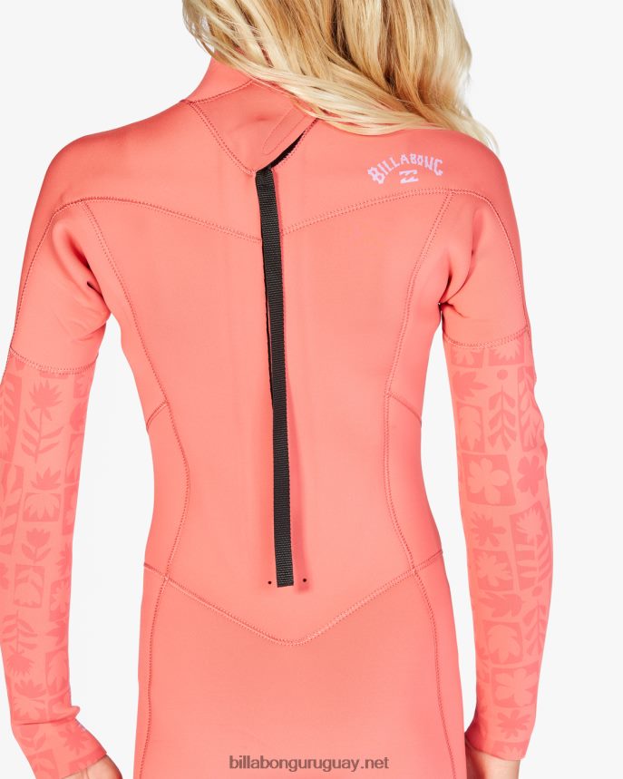 Traje de neopreno completo con cremallera trasera 3/2 Synergy chicas coral de la vendimia DR68442710 Billabong