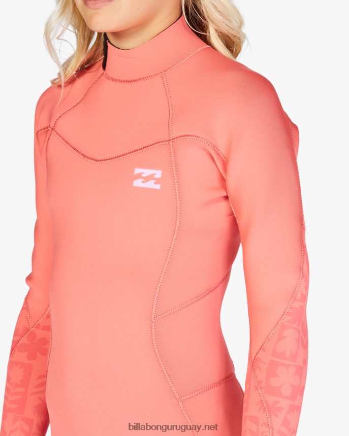 Traje de neopreno completo con cremallera trasera 3/2 Synergy chicas coral de la vendimia DR68442710 Billabong