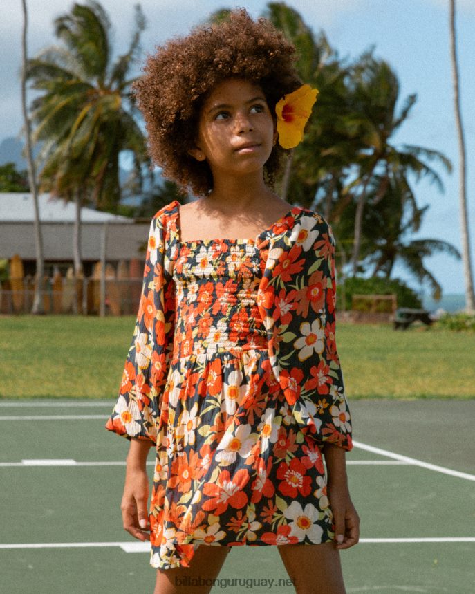 el otoño está aquí mini vestido de manga larga chicas negro multi DR68442750 Billabong
