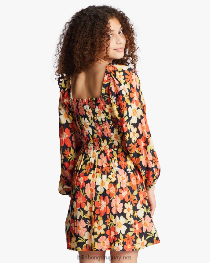 el otoño está aquí mini vestido de manga larga chicas negro multi DR68442750 Billabong