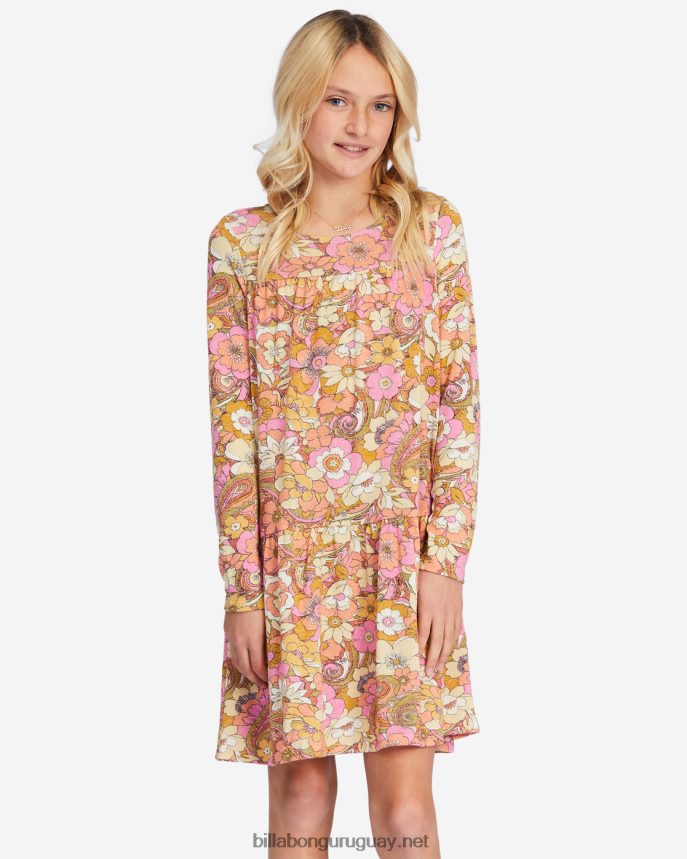 mini vestido de manga larga salvaje chicas chocolate dulce DR68442796 Billabong