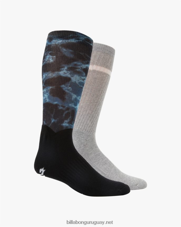 Pack de 2 pares de calcetines con diseño teñido del océano hombres negro DR6844736 Billabong