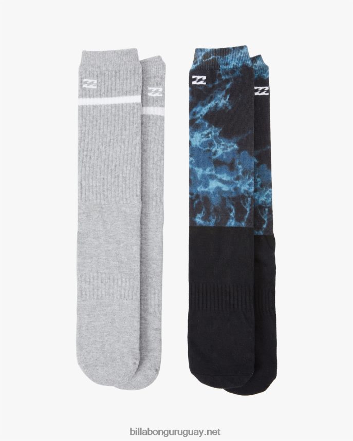 Pack de 2 pares de calcetines con diseño teñido del océano hombres negro DR6844736 Billabong