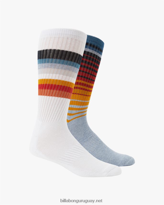 Pack de 2 pares de calcetines con rayas desteñidas hombres blanco DR6844719 Billabong