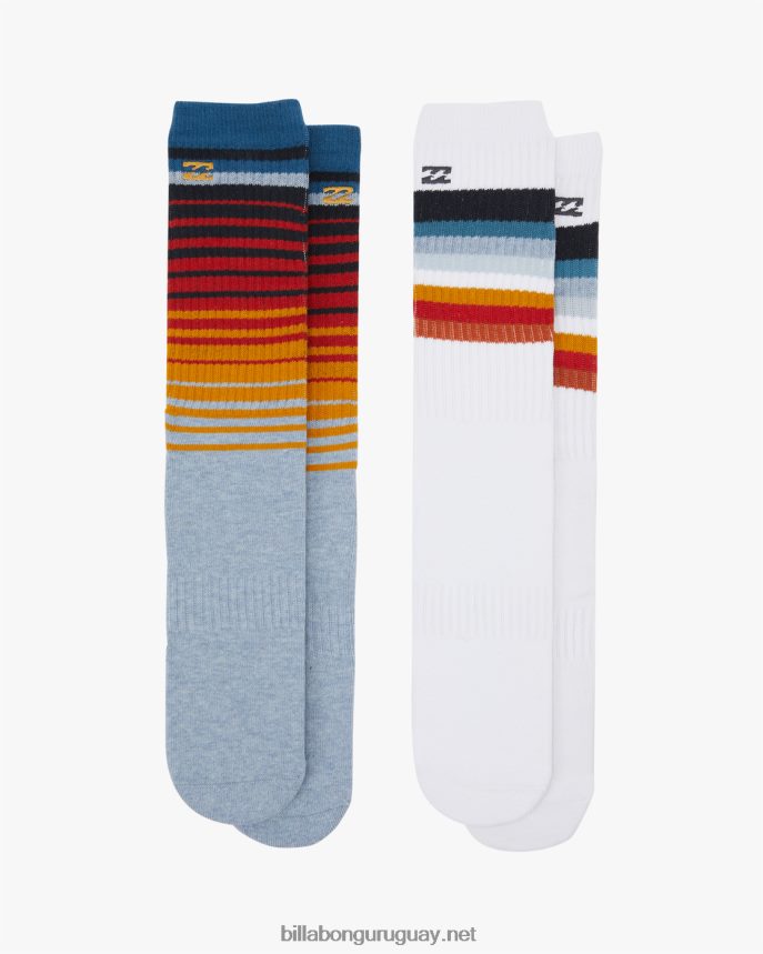 Pack de 2 pares de calcetines con rayas desteñidas hombres blanco DR6844719 Billabong