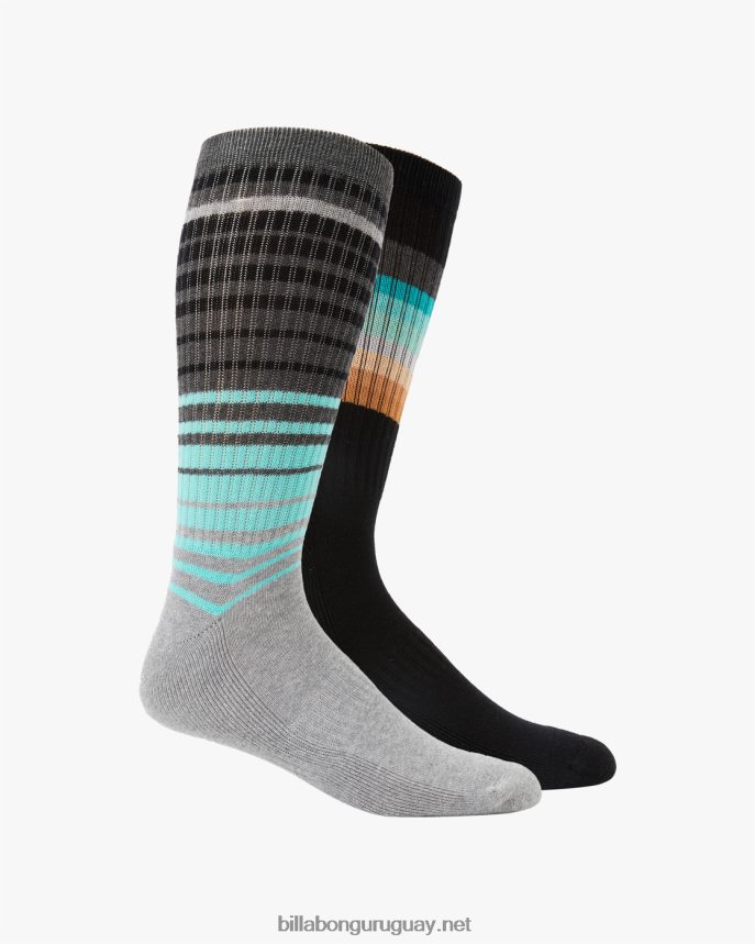 Pack de 2 pares de calcetines con rayas desteñidas hombres negro DR6844703 Billabong