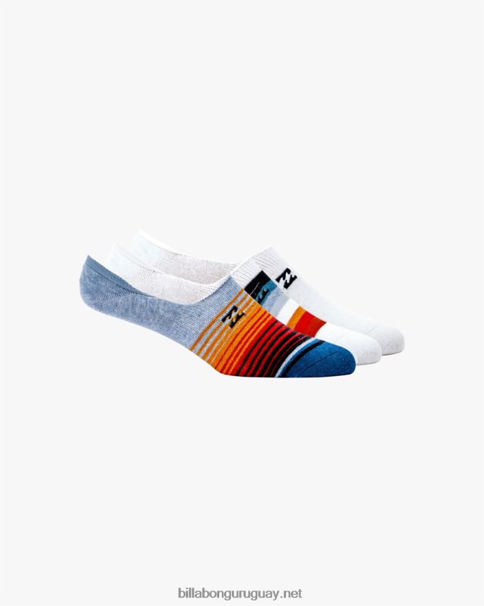 Pack de 3 calcetines invisibles con rayas desteñidas hombres blanco DR6844722 Billabong