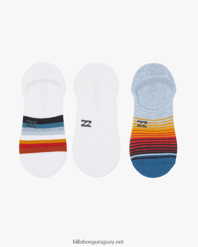 Pack de 3 calcetines invisibles con rayas desteñidas hombres blanco DR6844722 Billabong