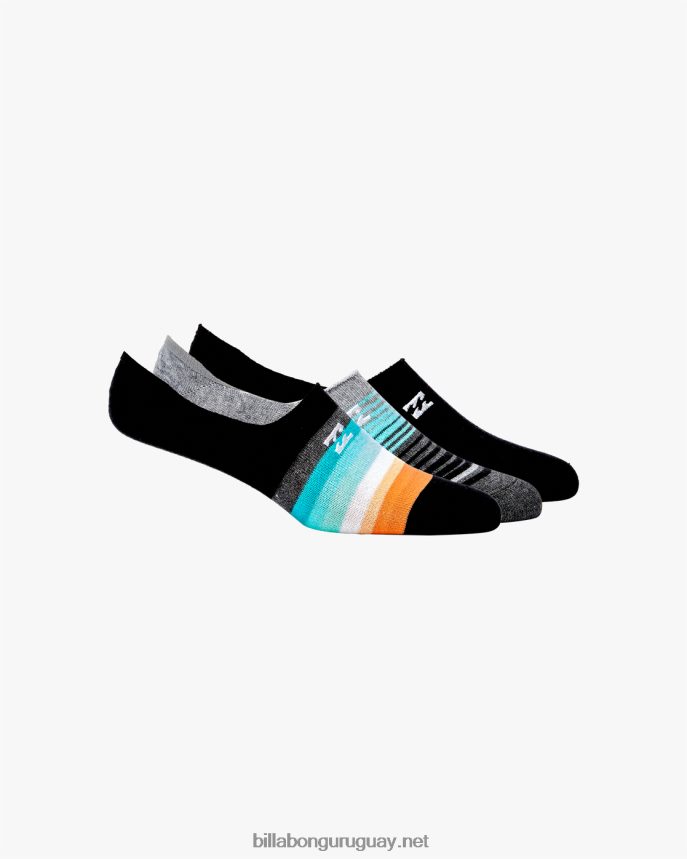 Pack de 3 calcetines invisibles con rayas desteñidas hombres negro DR6844705 Billabong