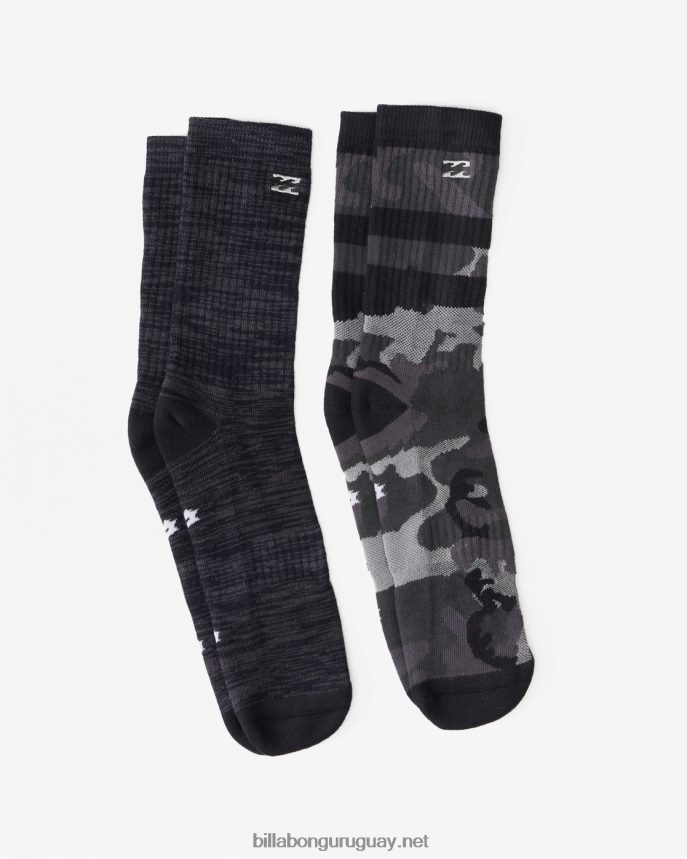 paquete de 2 pares de calcetines de camuflaje hombres negro DR6844743 Billabong