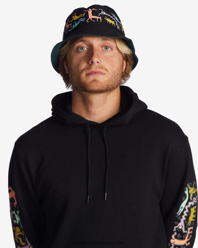 sombrero de pescador reversible jam de keith haring hombres negro militar DR6844709 Billabong