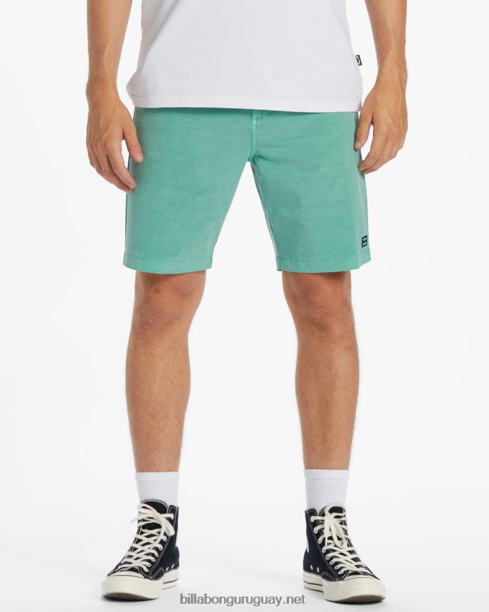 shorts sumergibles híbridos de 18'' lavados con olas crossfire hombres jade polvoriento DR6844451 Billabong