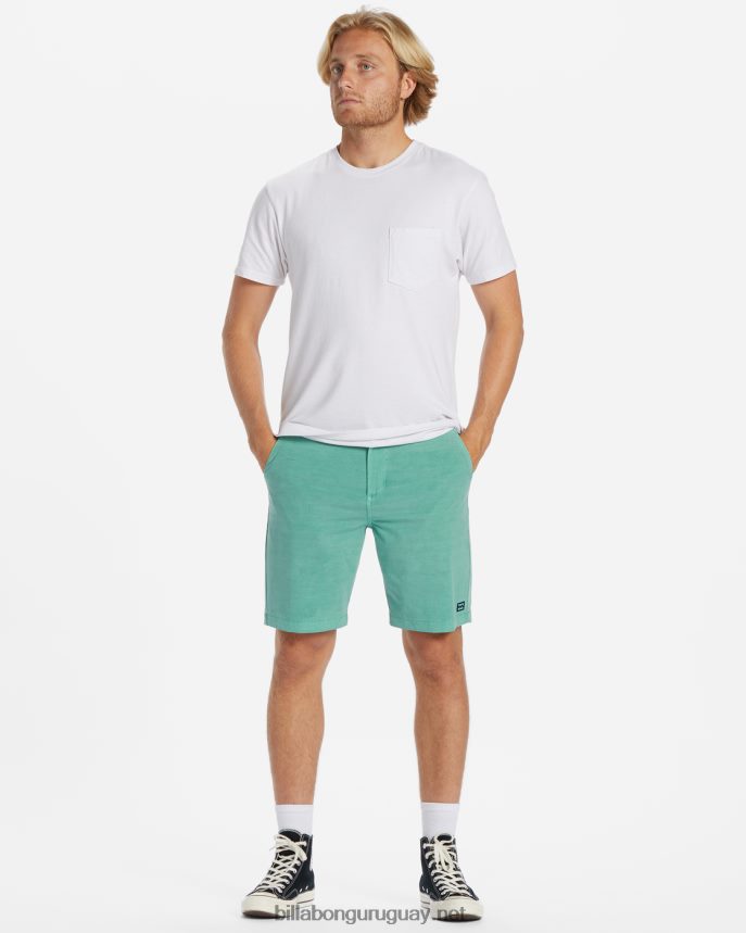 shorts sumergibles híbridos de 18\'\' lavados con olas crossfire hombres jade polvoriento DR6844451 Billabong
