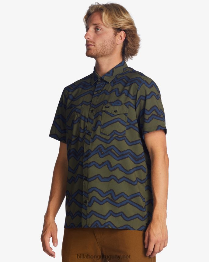 camisa de manga corta a/div surftrek perf hombres oliva oscuro DR6844482 Billabong