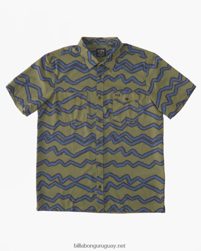 camisa de manga corta a/div surftrek perf hombres oliva oscuro DR6844482 Billabong