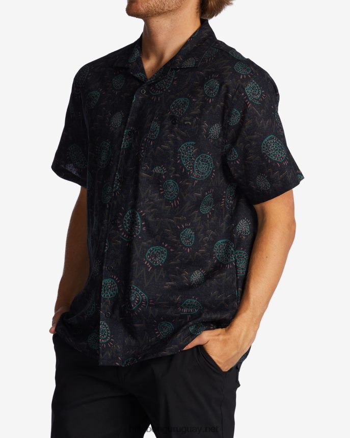 camisa de manga corta de cáñamo vacay hombres cuervo DR6844413 Billabong