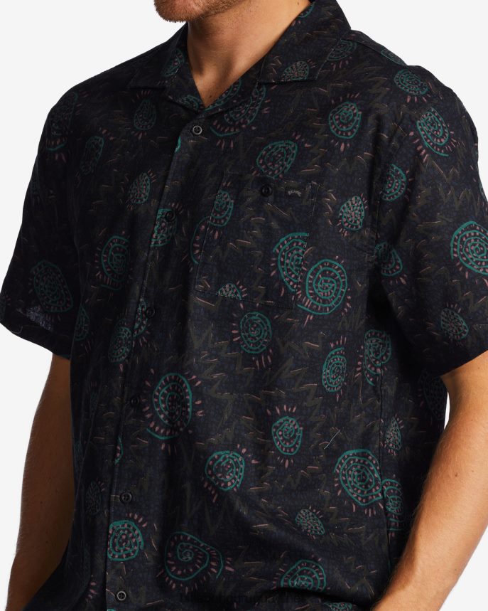 camisa de manga corta de cáñamo vacay hombres cuervo DR6844413 Billabong