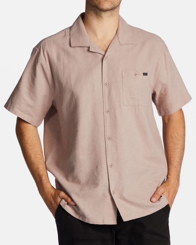 camisa de manga corta de cáñamo vacay hombres lila polvorienta DR6844338 Billabong