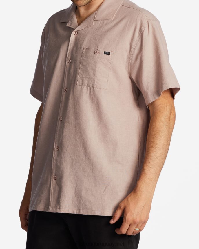 camisa de manga corta de cáñamo vacay hombres lila polvorienta DR6844338 Billabong